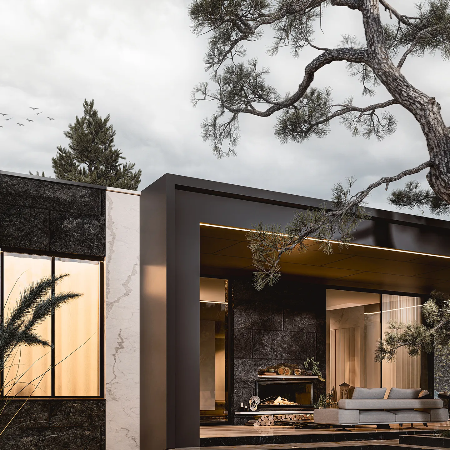 Панорамное остекление и терраса у воды