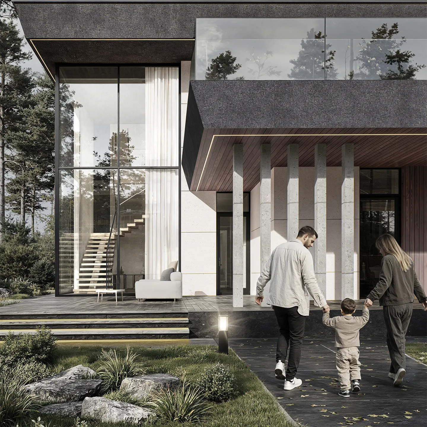 Дом на склоне среди холмов